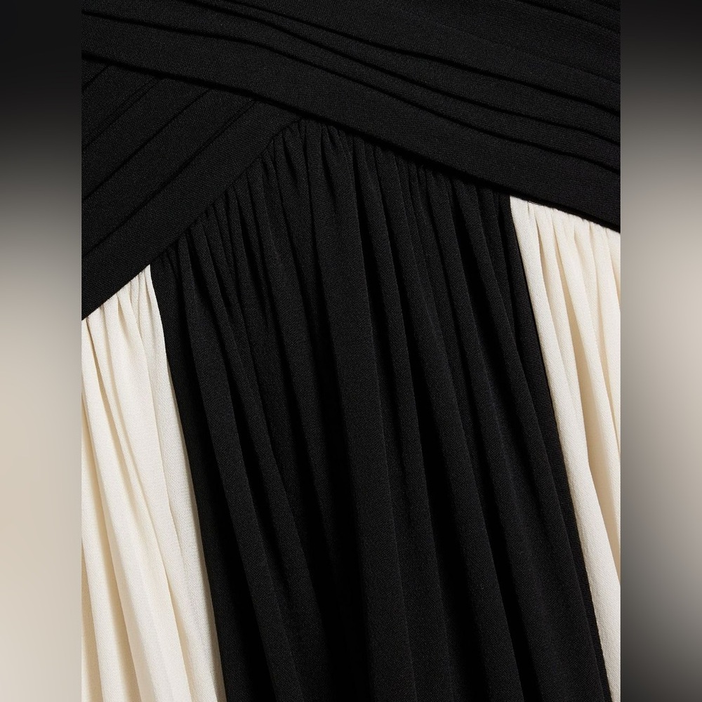 ZUHAIR MURAD Pleated two-tone crepe gown black/white maxi dress - Picture 3 of 12